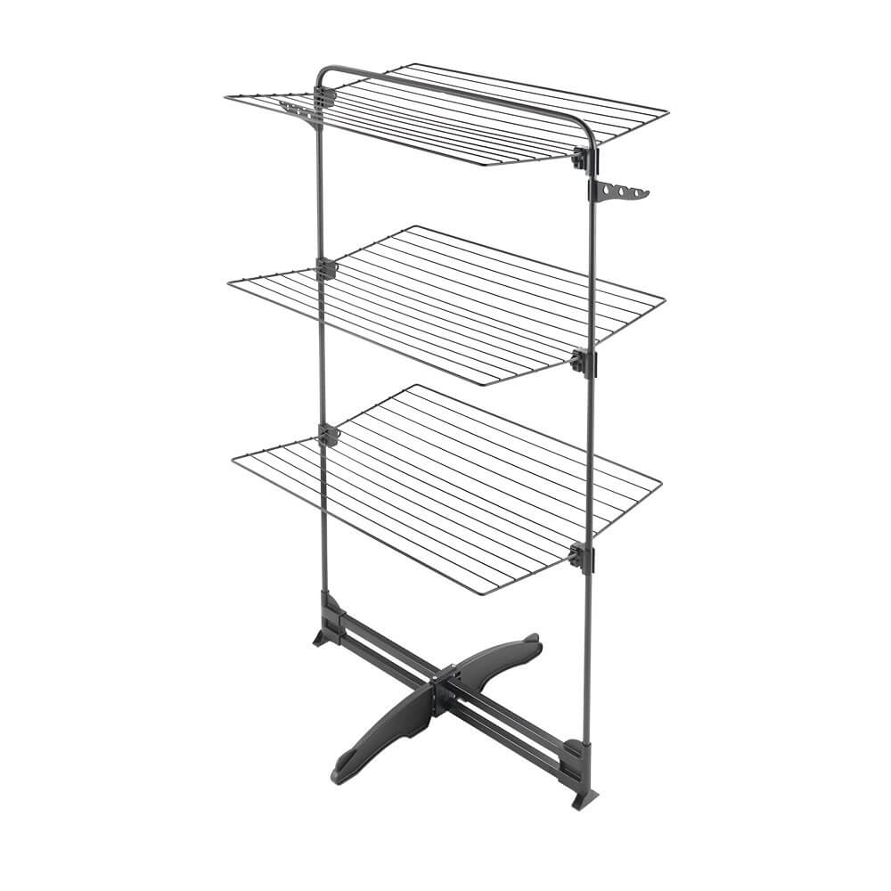 Storm Onyx 3-Tier Clothes Drying Rack | Space-Saving Laundry Organizer | Foldable Garment Airer in Matte Black | Perfect for Apartments, Dorms & Small Spaces