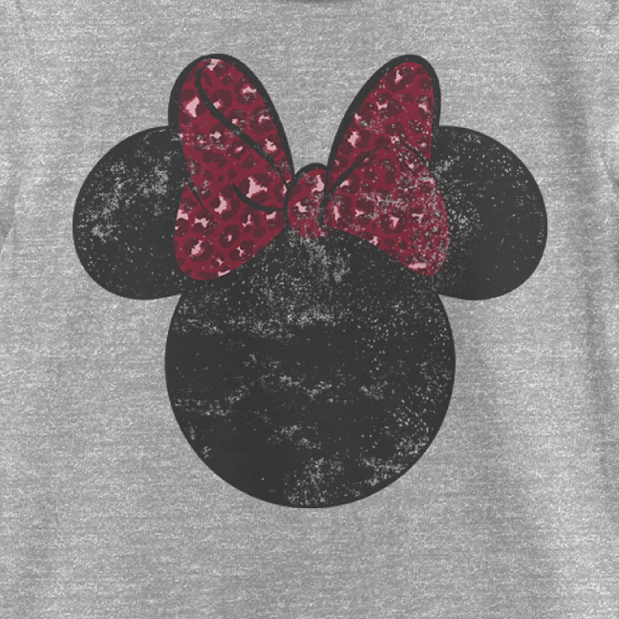 Disney Minnie Mouse Leopard Print Bow Girls' Heather Crew Neck T-Shirt - Cute Casual Outfit for School, Playdates & Disney Theme Parks