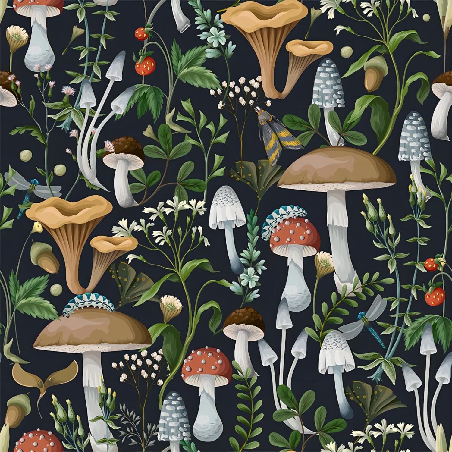 Self-Adhesive Peel and Stick Wallpaper - Mushroom Pattern Shiplap Red Removable Contact Paper for Home & Bedroom Decor (17.3”×118”) - Waterproof, Easy to Apply - Perfect for Accent Walls, Nursery, Dorm Room, or DIY Home Improvement Projects