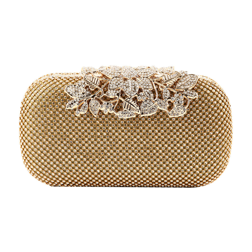 Sparkly Gold Rhinestone Evening Clutch Purse for Women - Elegant Party Wedding Prom Handbag 1759 | Perfect for Bridal Showers, Galas, and Formal Events