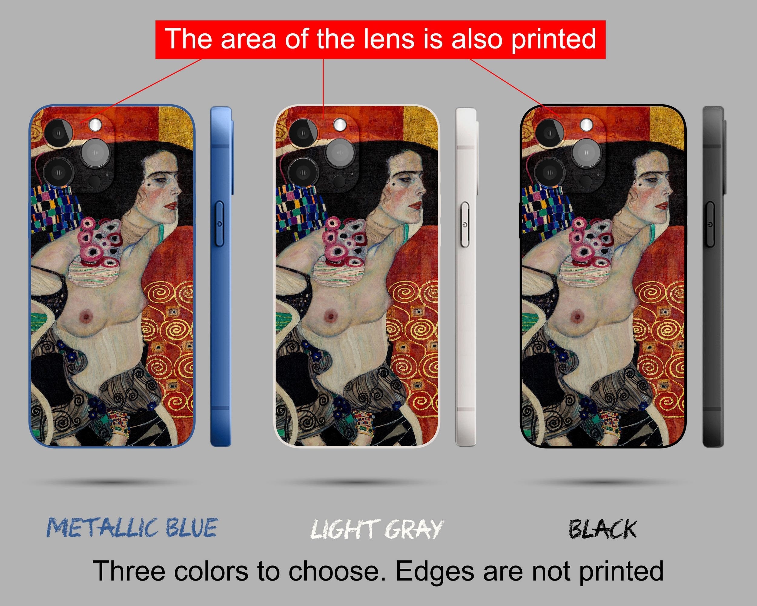 Premium iPhone 14 Pro Case Featuring Gustav Klimt's Judith II Salome Painting - Also Compatible with iPhone 13 & 7 Plus - Aesthetic Protective Phone Cover for Art Lovers - Perfect for Daily Use, Travel & Gift Giving