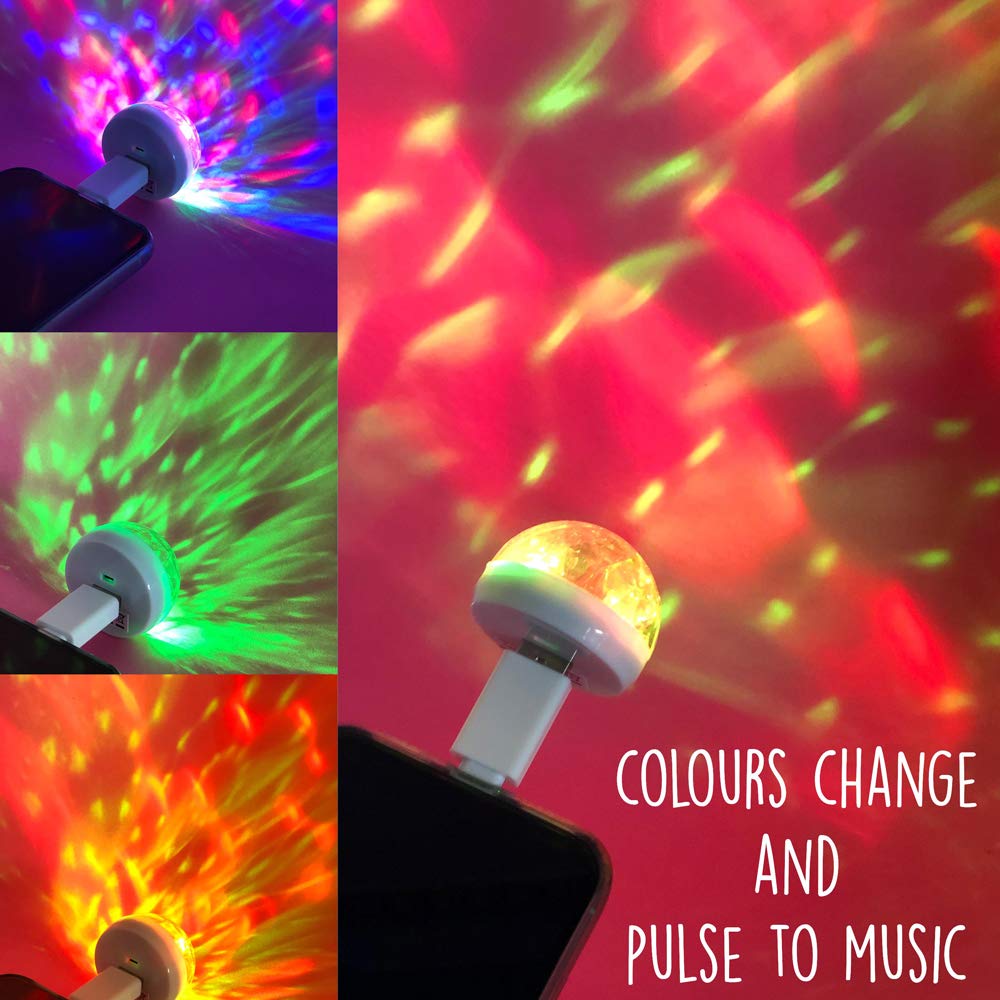 Portable Mini USB RGB Party Light with Music Sync - Compact Travel Night Light for Bedroom, Camping & DJ Events - Perfect for iPhone, Android & USB Devices - Ideal for Home Decor, Outdoor Adventures & Nighttime Entertainment