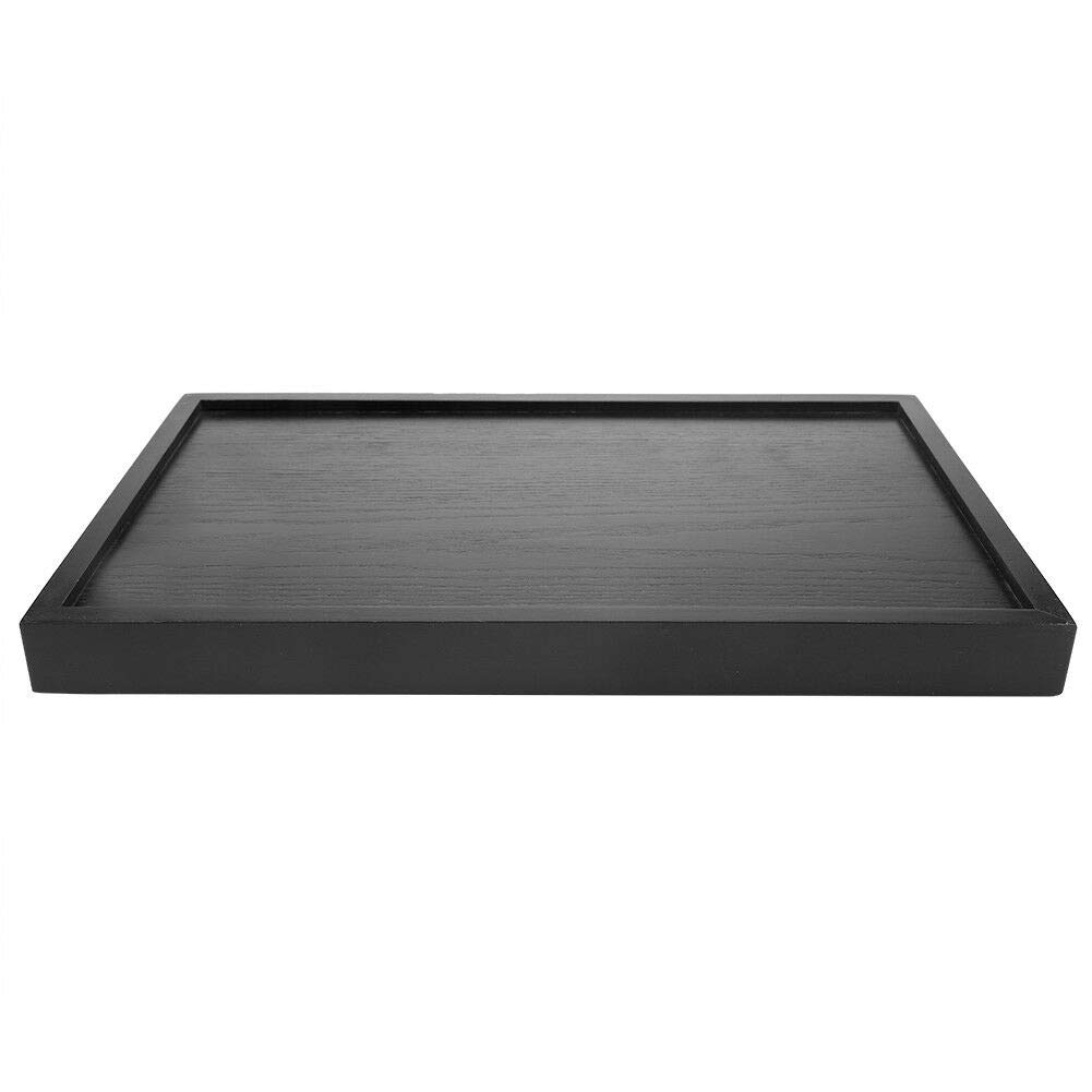 VALINK Large Black Wooden Serving Tray with Handles - 18