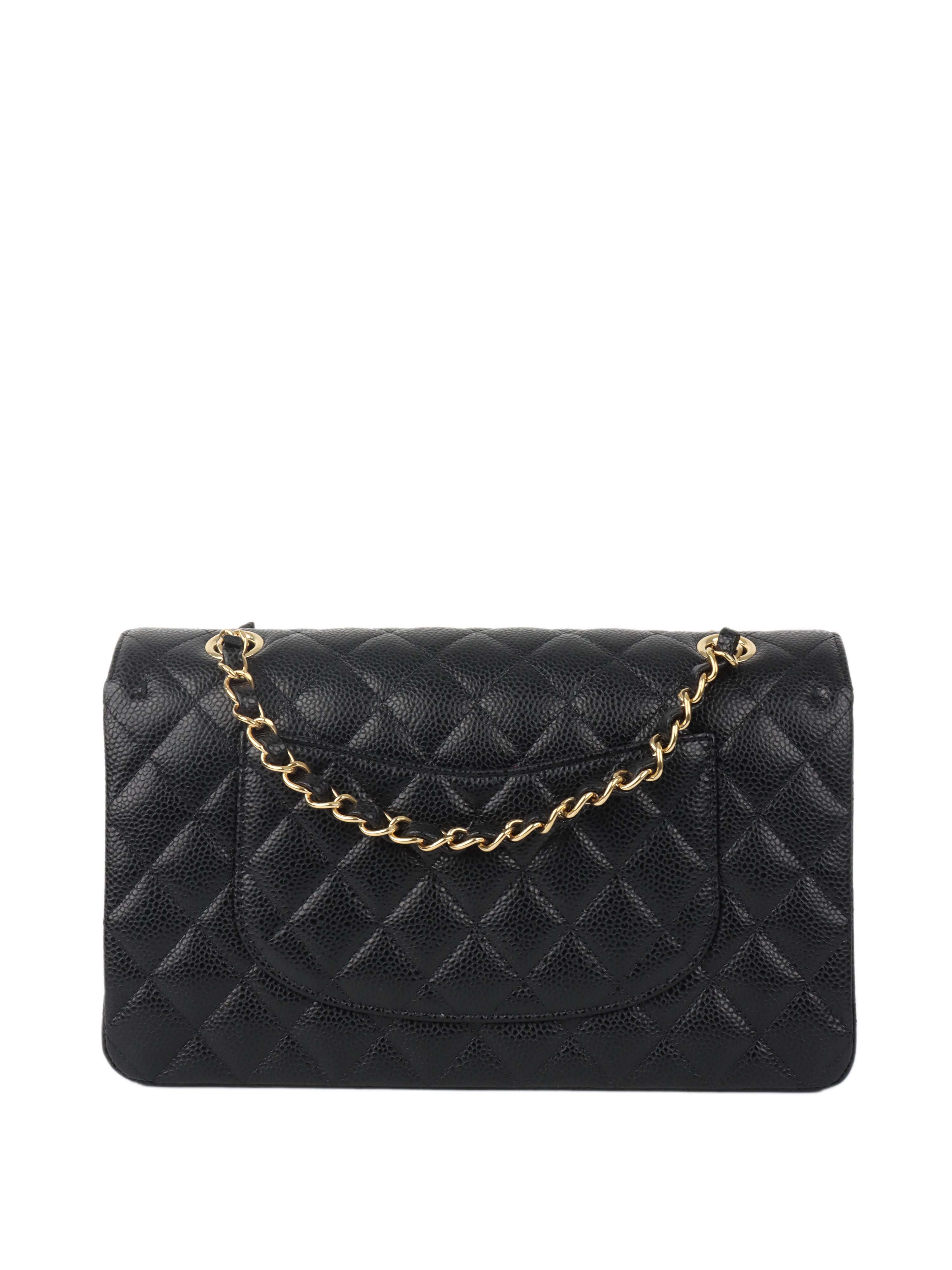Chanel Black Medium Caviar Classic Flap Bag with Gold Hardware - Timeless Luxury Handbag for Women, Perfect for Evening Events & Special Occasions