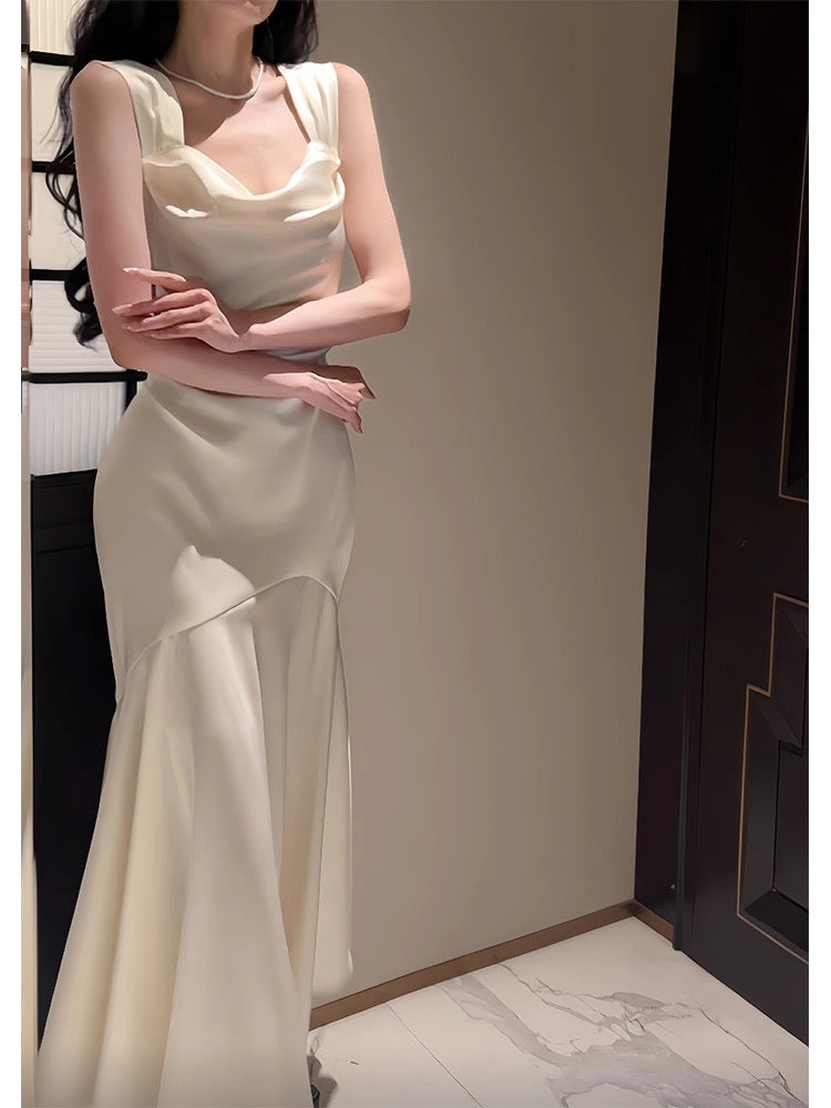 Elegant Mermaid Ivory Prom Dress Satin Birthday Party Gown J6527 - Perfect for Homecoming, Quinceañera, and Formal Evening Events