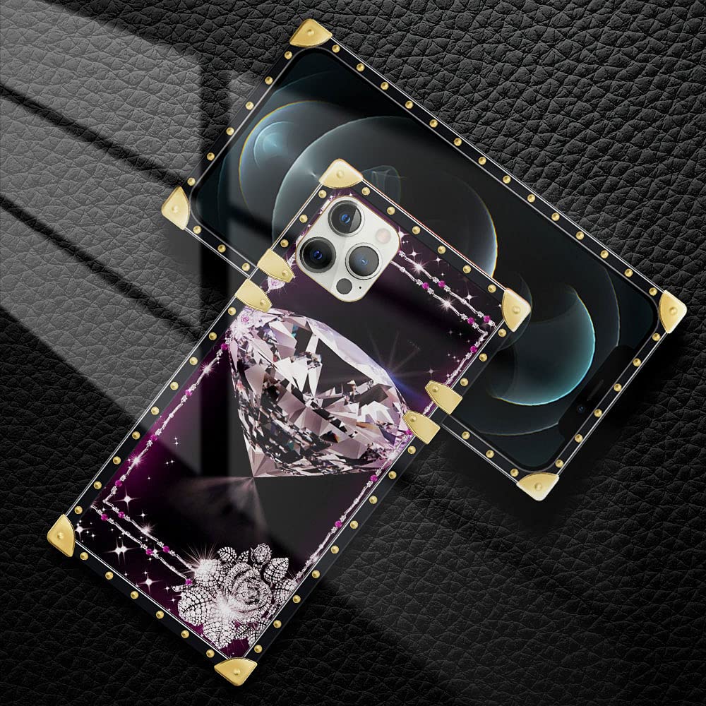 DAIZAG Luxury Diamond Case for iPhone 13 Pro - Elegant Women's Metal Decorated Corner Retro Soft TPU Phone Cover | Perfect for Daily Use, Parties & Special Occasions