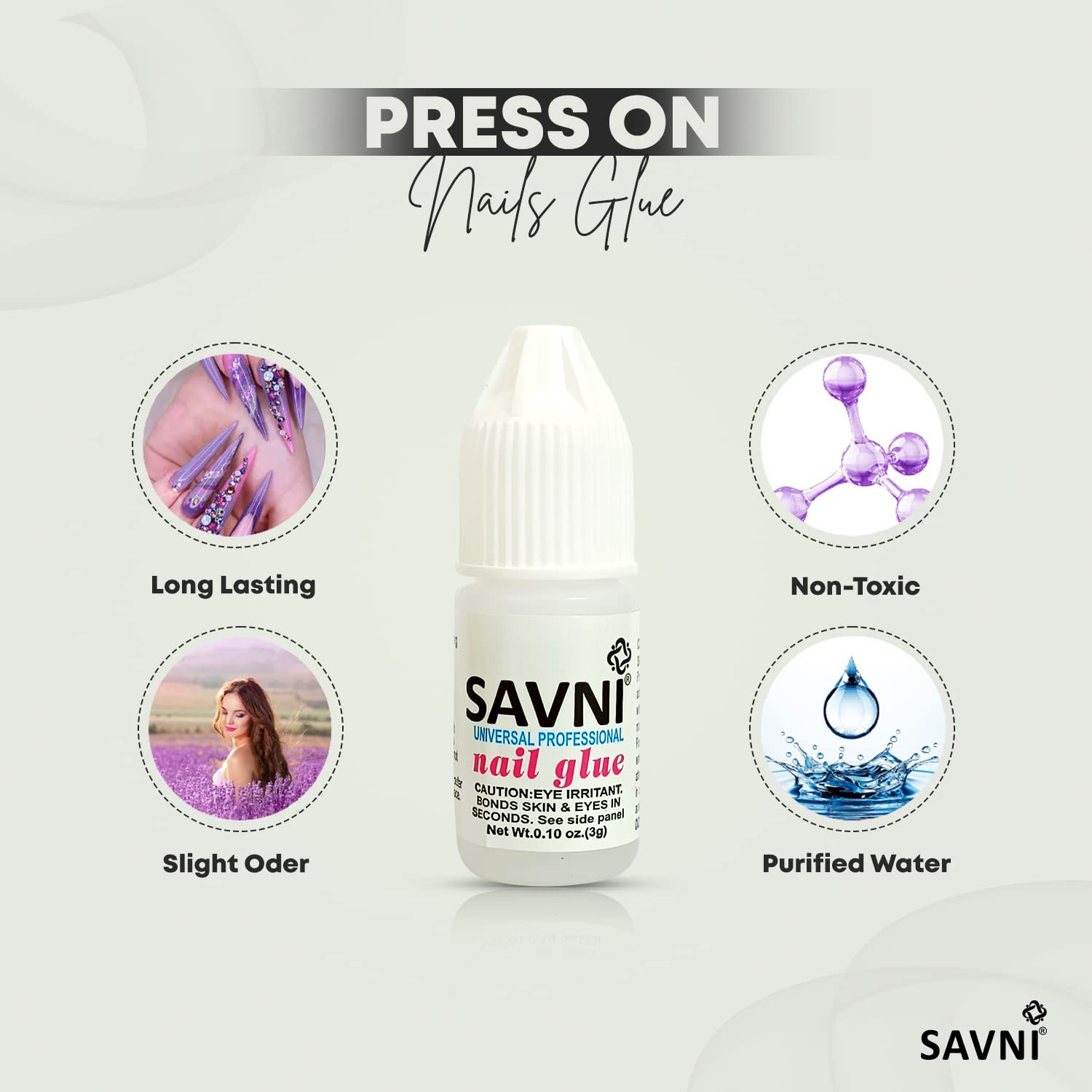 SAVNI 100-Piece White Acrylic Nail Extensions Kit with Nail Art Glue & Edge Cutter - Professional Salon Quality Manicure Set for DIY Nail Art, Home Use, and Beauty Salons