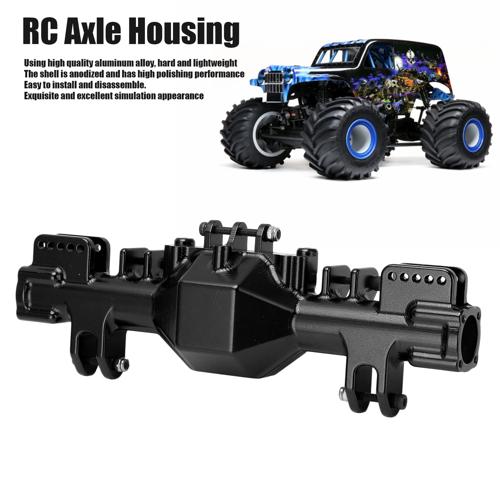 LMT 1/8 Scale RC Car Replacement Metal Axle Housing - Black RC Truck Axle Bridge Shell Upgrade Part for Off-Road Bashing & Crawling