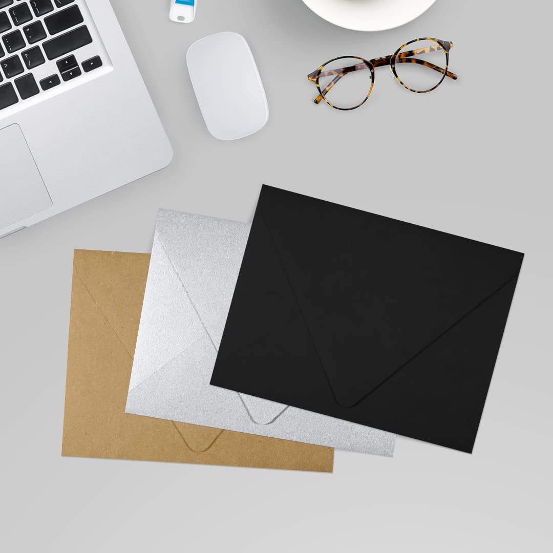 Premium A2 Contour Flap Envelopes 4 3/8 x 5 3/4 Inches - 1000 Pack Midnight Black for Business Invitations, Greeting Cards & Mailing - Elegant Stationery for Weddings, Corporate Events & Direct Mail