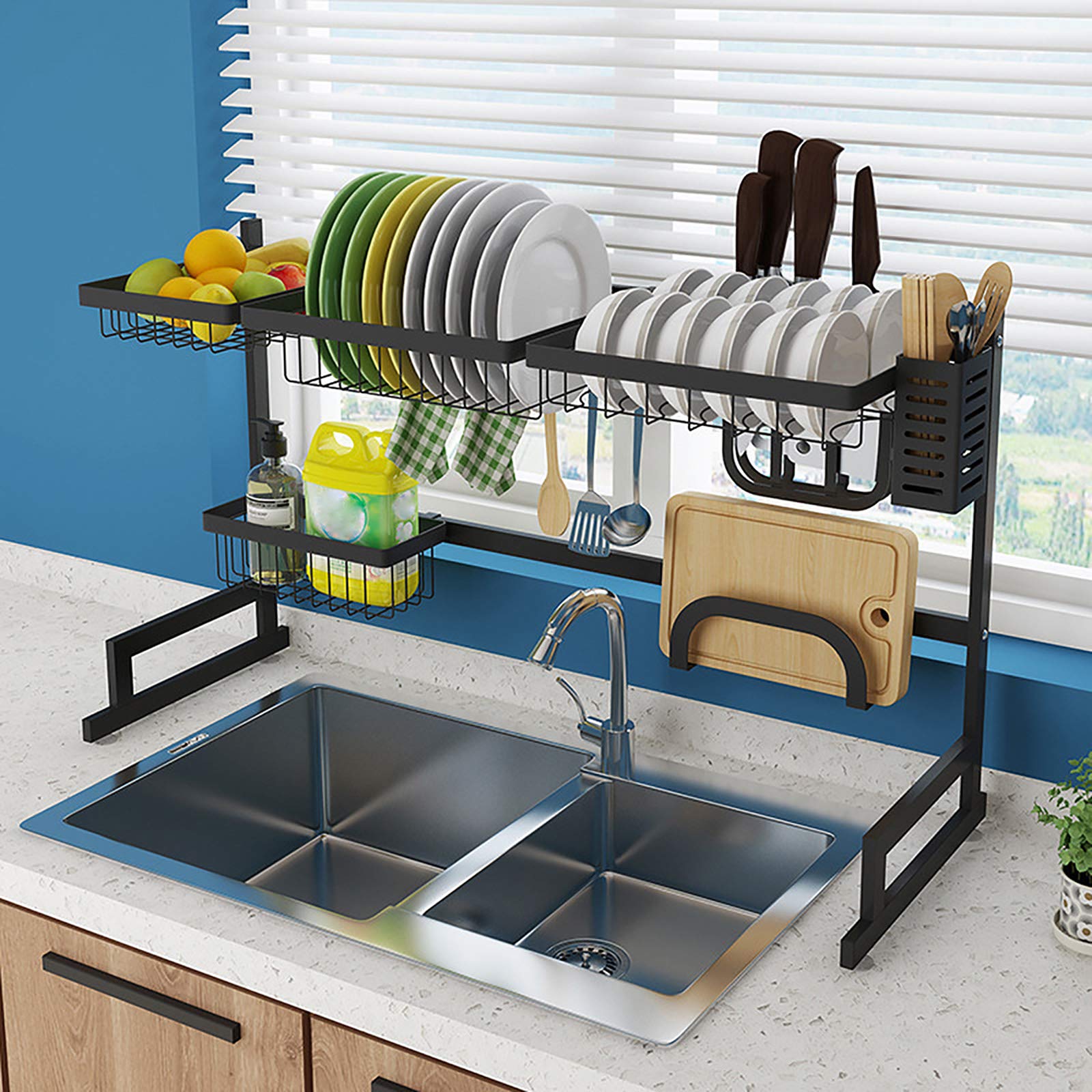 2-Tier Stainless Steel Over Sink Dish Drying Rack - 33.5