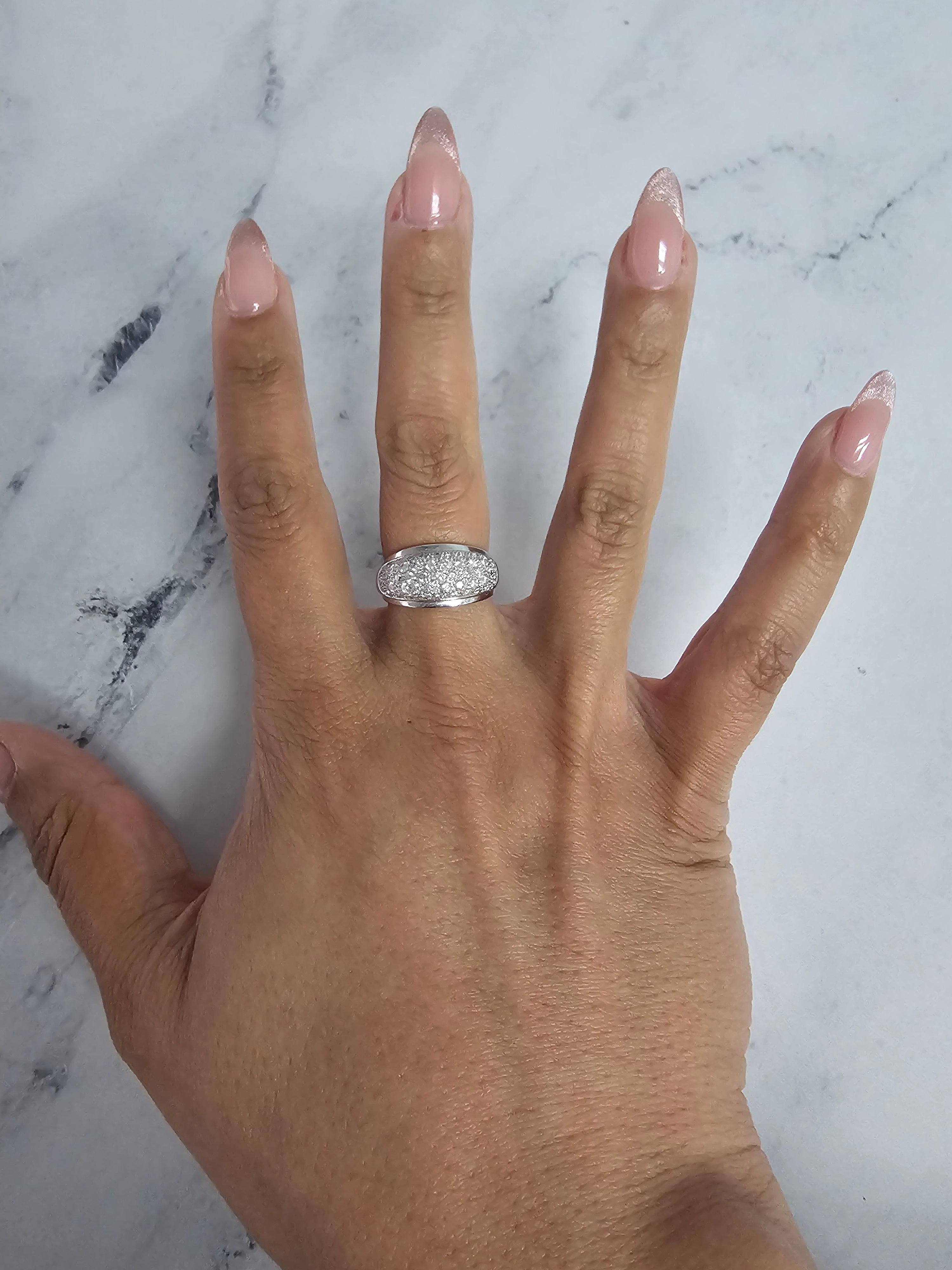 14K White Gold Pave Diamond Cluster Ring for Women - Elegant Wedding, Engagement & Anniversary Jewelry Gift