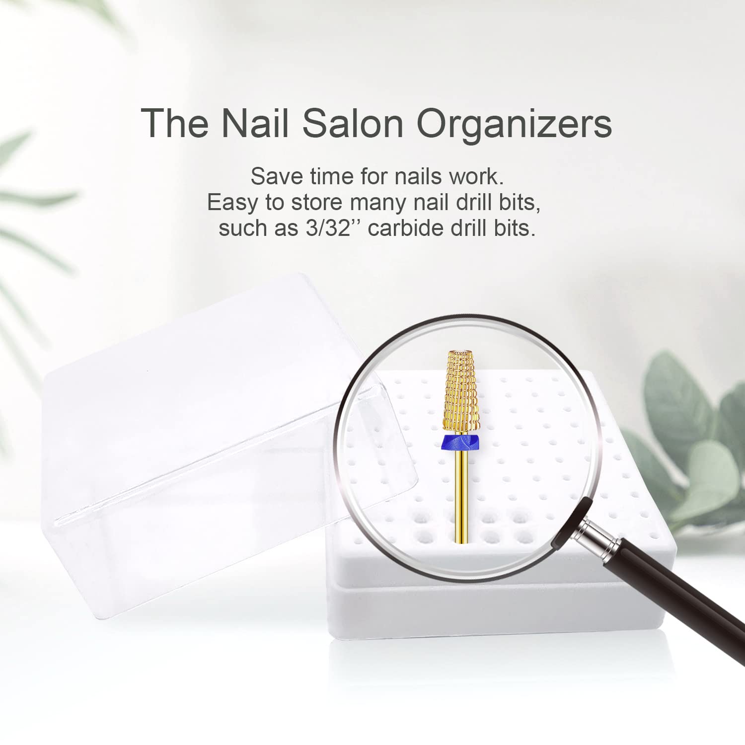 **Professional Nail Drill Bits Holder Organizer Box - 100 Hole Dustproof Storage Case for Nail Tech Supplies (White) | Perfect for Salon, Home & Travel Use**