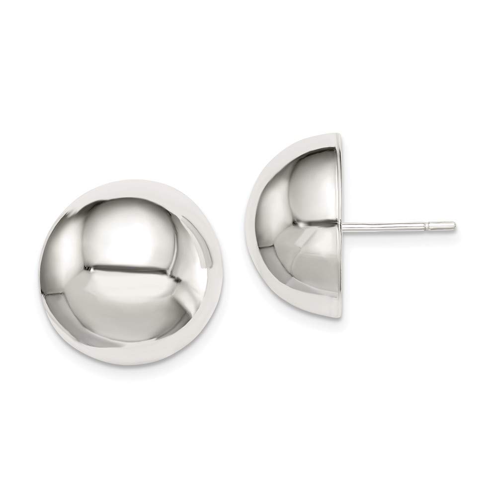 Sterling Silver 16mm Half Ball Stud Earrings for Women - Hypoallergenic Fashion Jewelry Gift for Everyday Wear & Special Occasions