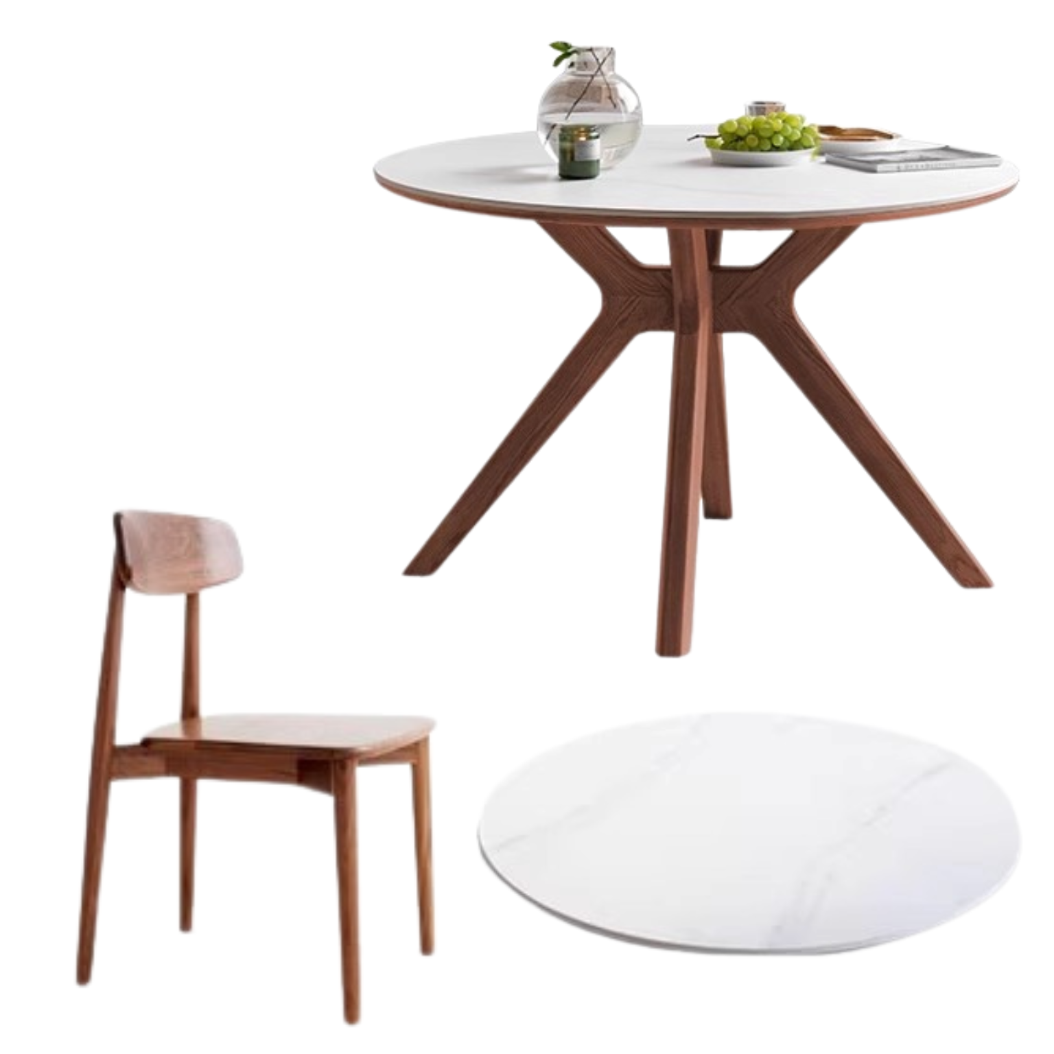 Premium Black Walnut Solid Wood Round Dining Table - 42 Inch Natural Wooden Kitchen Table for 4-6 People - Perfect for Family Dinners, Kitchen Islands & Dining Rooms