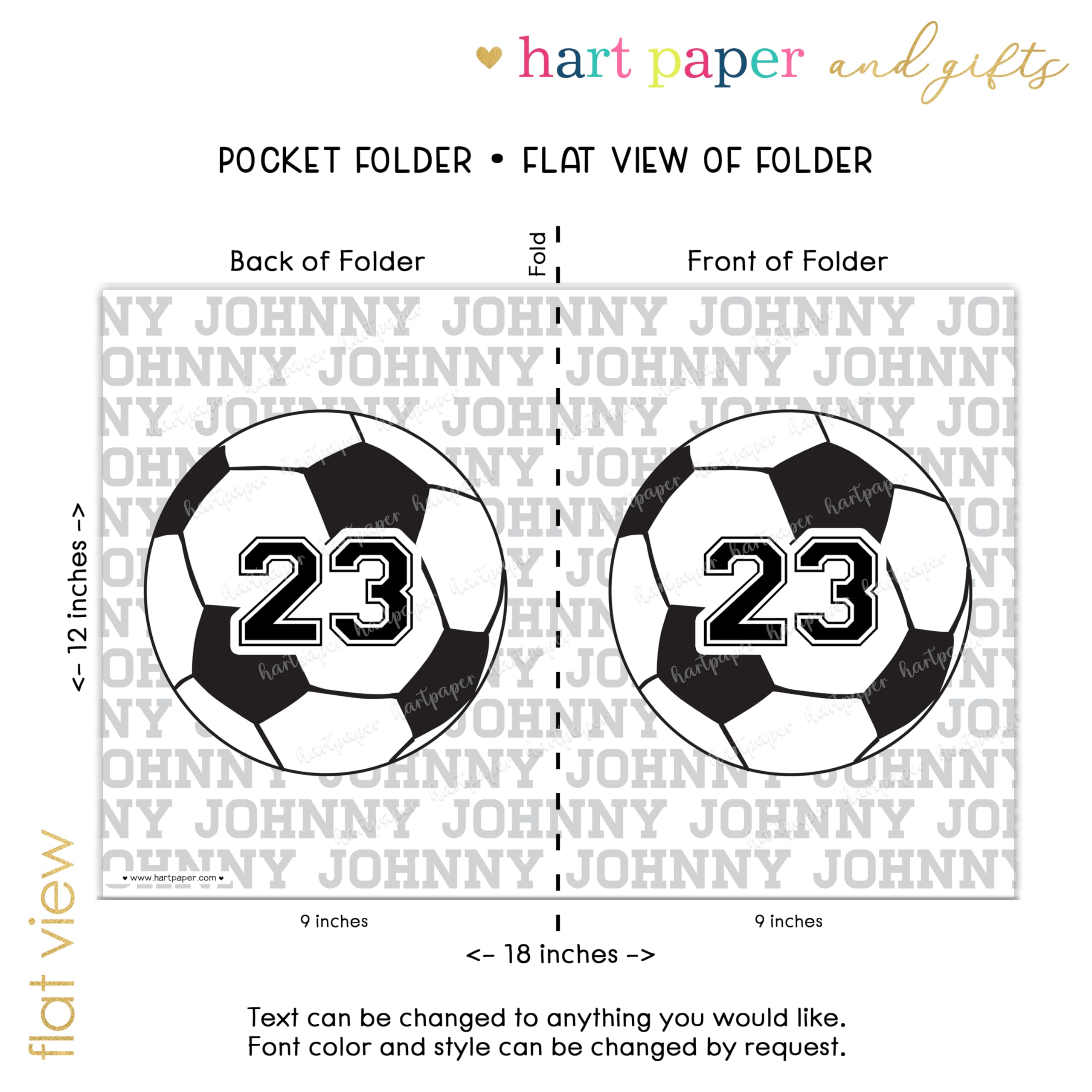 Custom Personalized Soccer Ball Sports Pocket Folder - Back to School Supplies for Kids, Teacher Office Gift, Birthday Present for Girls - Perfect for School Organization, Sports Enthusiasts & Gift Giving