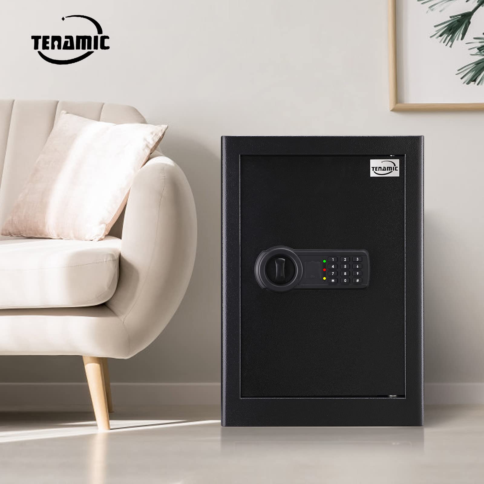 Tenamic 2.2 Cuft Fireproof Waterproof Home Safe - Digital Keypad Security Safe Box with Solid Alloy Steel Construction for Office, Hotel & Home Use - Protect Documents, Jewelry & Valuables from Fire & Theft