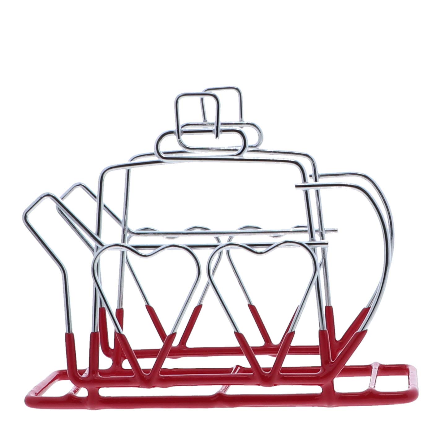 Red Wire Napkin Holder with Teapot Design - Elegant Table Setting for Tea Parties, Dining Decor, and Kitchen Organization