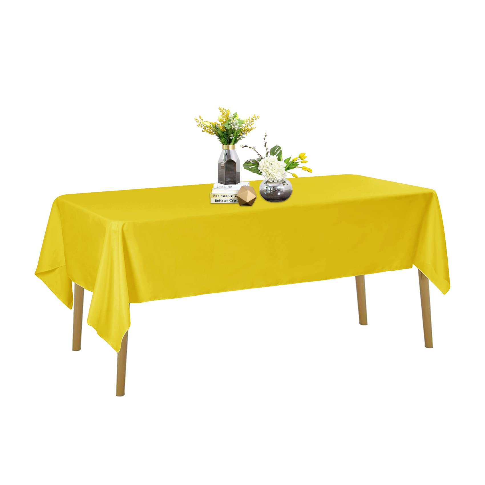 60x102 Inch Yellow Rectangle Tablecloth - Stain & Wrinkle Resistant Washable Polyester Table Cover for Dining, Buffet, Wedding - Decorative Fabric Tablecloth for Parties, Events & Home Decor