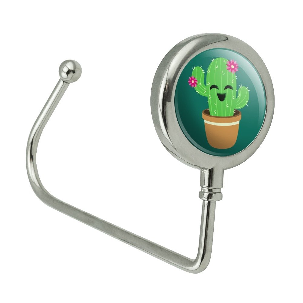 Cute Cactus Purse Hook Holder - Pink Flower Pot Design Bag Hanger for Handbags, Shopping Carts & Restaurants | Durable Metal Keychain Accessory