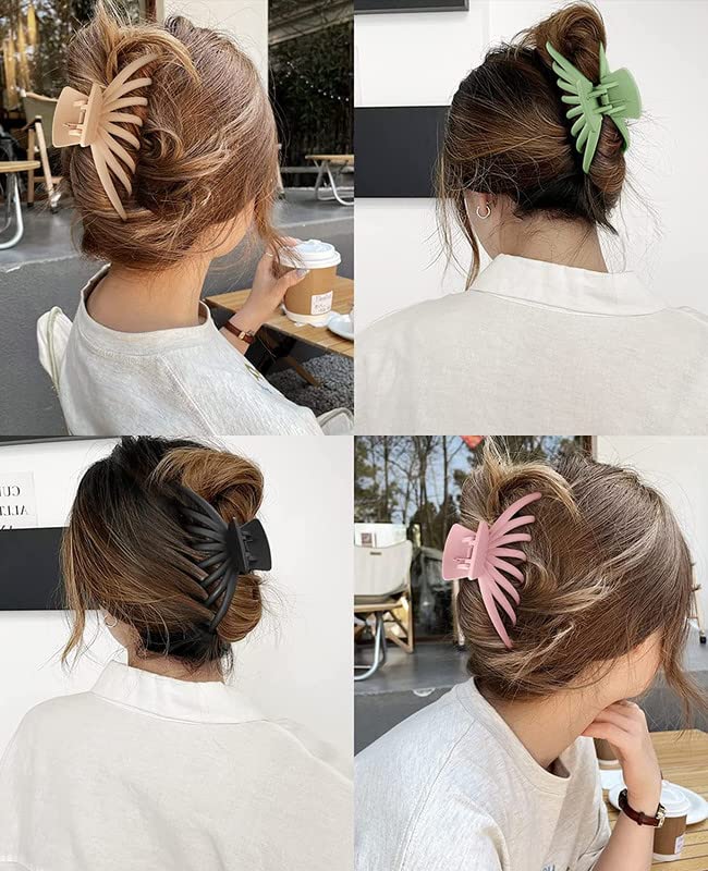 RECTYO GALLERY 4.7 Inch Hair Claw Clips for Women - Strong Hold Hair Clips for Thick & Thin Hair - Fashion Hair Accessories (4 Pack) - Perfect for Daily Styling, Work, Parties & Christmas Gifts