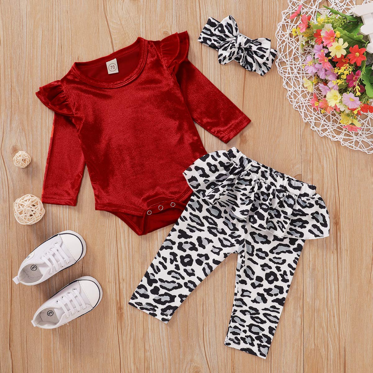 3PCS Baby Girl Clothes Set - Newborn Toddler Romper Bodysuit Jumpsuit with Floral Pants Outfit | Soft & Comfortable for Daily Wear, Playtime & Photo Shoots