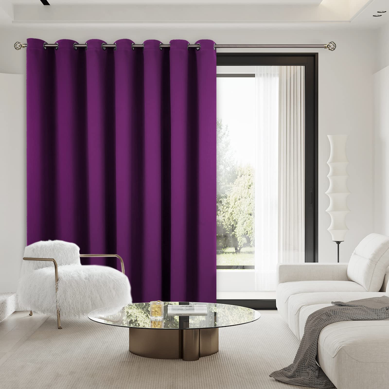 BGment Extra Wide 96 Inch Room Divider Curtain - Blackout & Noise Reducing for Living Room, Bedroom & Patio Sliding Doors | Darkening Privacy Curtain in Purple (1 Panel, 120