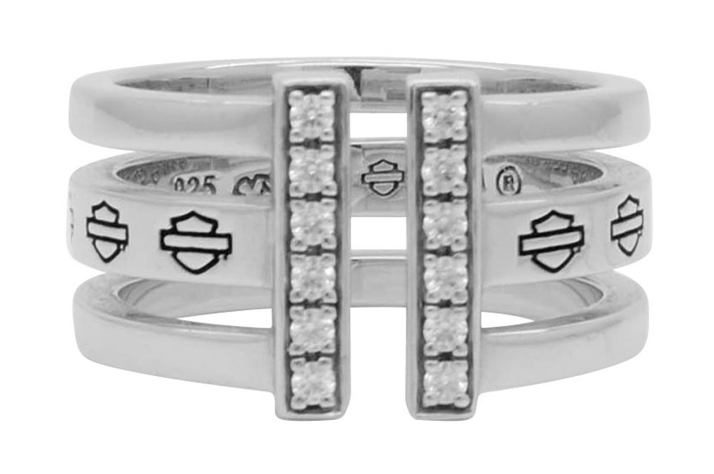 Harley-Davidson Women's Sterling Silver Bling Bar & Shield Split Ring HDR0428 - Perfect for Biker Jewelry, Gift Ideas & Motorcycle Enthusiasts