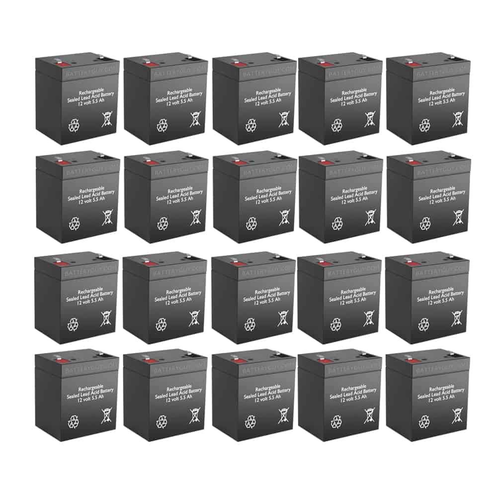 2000 Replacement 12V 5.5Ah SLA Rechargeable Batteries - High Rate Power Battery Pack (20-Pack) for Emergency Lights, Security Systems & UPS Backup Power