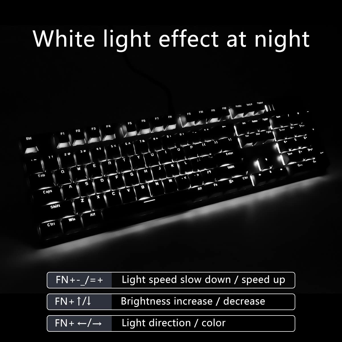 Hot Swappable Mechanical Gaming Keyboard with Ice Blue Backlight & Brown Switches - 104 Key Wired Keyboard for PC Gaming | Perfect for FPS, MOBA & Typing Enthusiasts