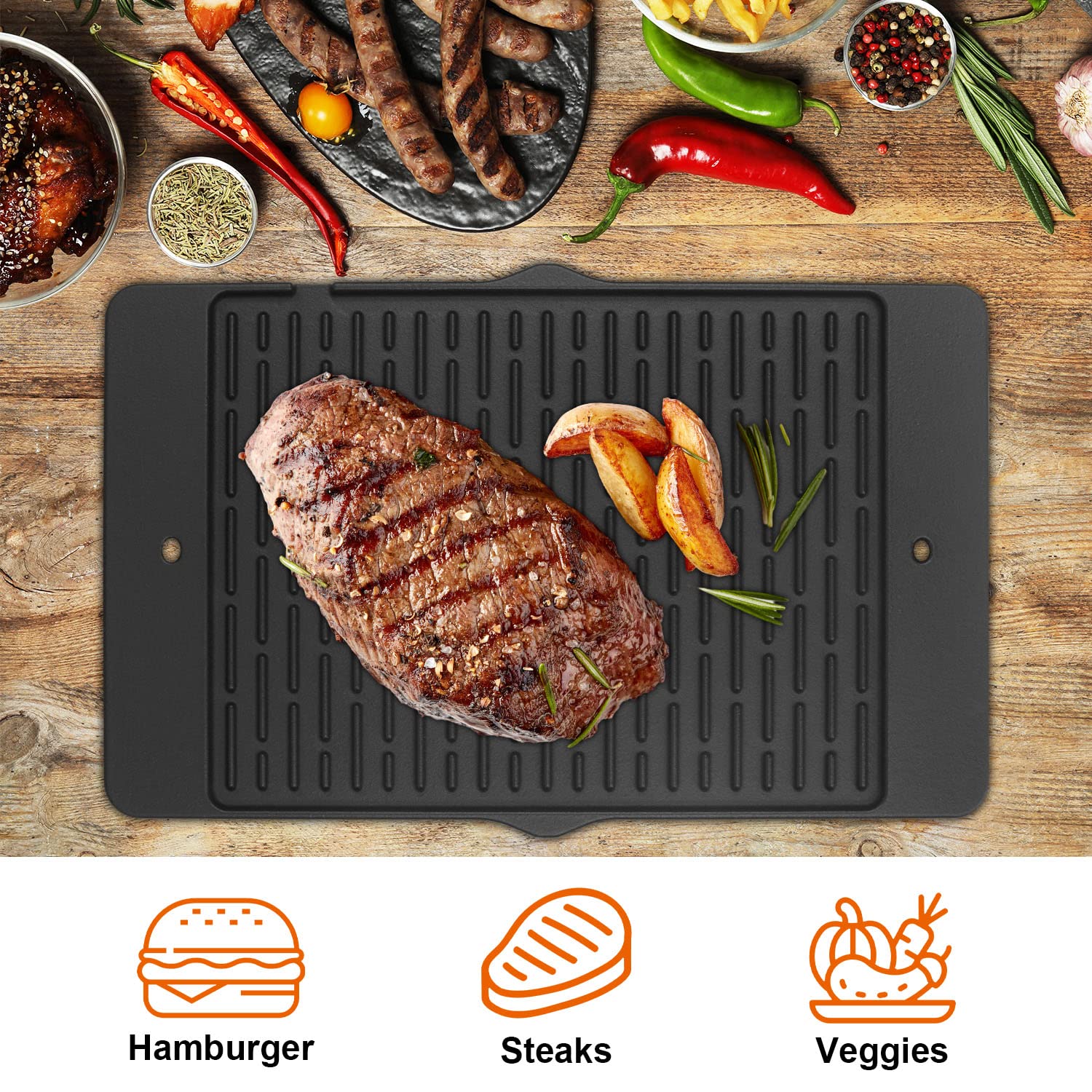 Weber Genesis 300 Series Cast Iron Grill Griddle - Compatible with E-310, S-310, E-320, S-320, E-330, S-330, EP-310, EP-320, EP-330, CEP-310 Gas Grills - Heavy Duty Griddle Accessories (1-Pack) - Perfect for Outdoor BBQ, Camping & Backyard Cooking