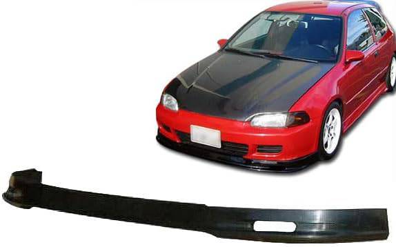 Mugen Style PU Front Bumper Lip for 1992-1995 Honda Civic EG Hatchback & Coupe (2 Door) - Unpainted Matte Black | Car Body Kit Upgrade for Enhanced Style & Aerodynamics | Perfect for Street Racing & Car Shows