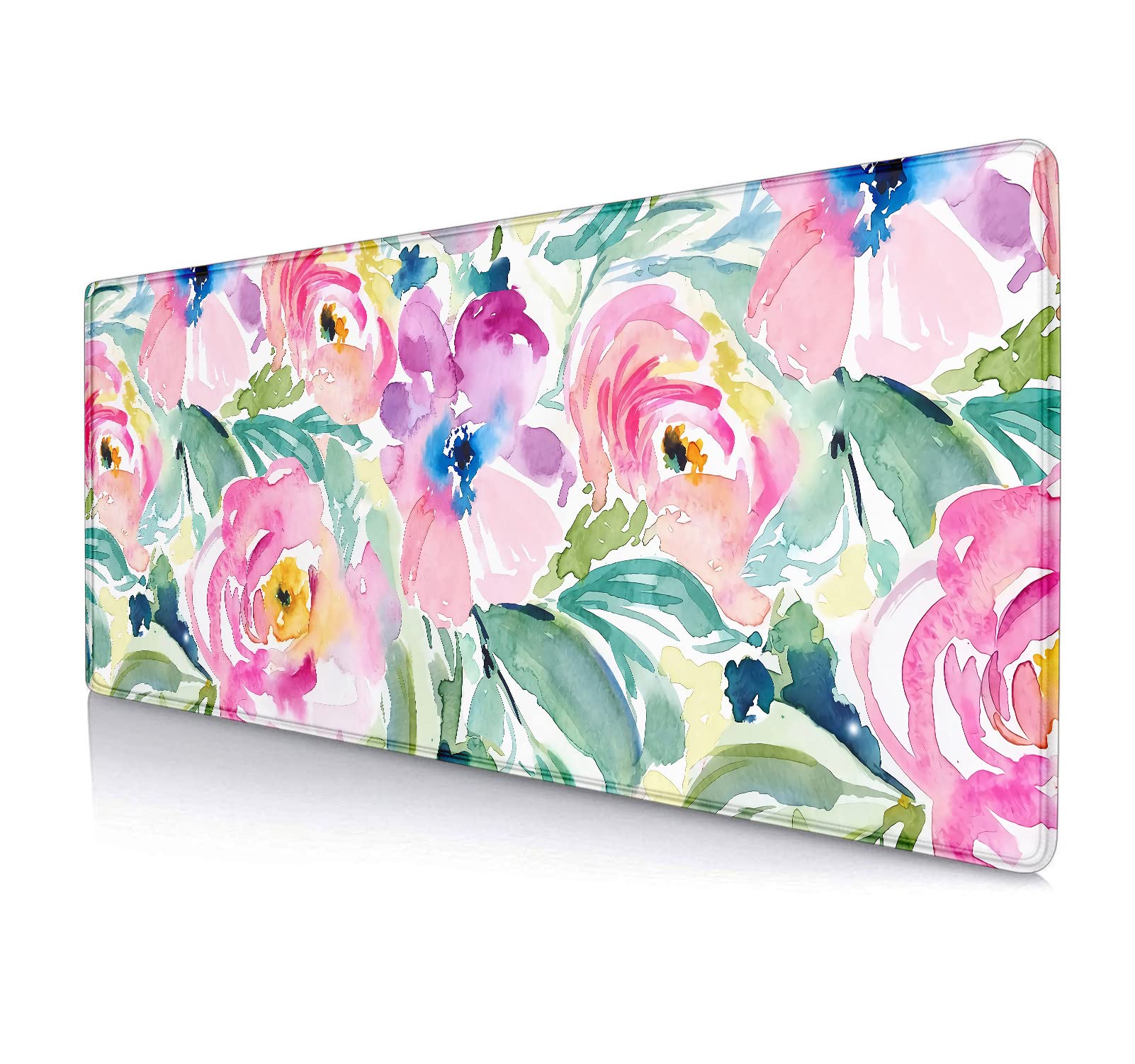 Extended Gaming Mouse Pad - Large 31.5x11.8 Inch XL Desk Mat with Non-Slip Base for PC, Computer, Office & Home Decor - Pink Peony Design for Girls & Women - Perfect for Gaming, Work & Study Setup