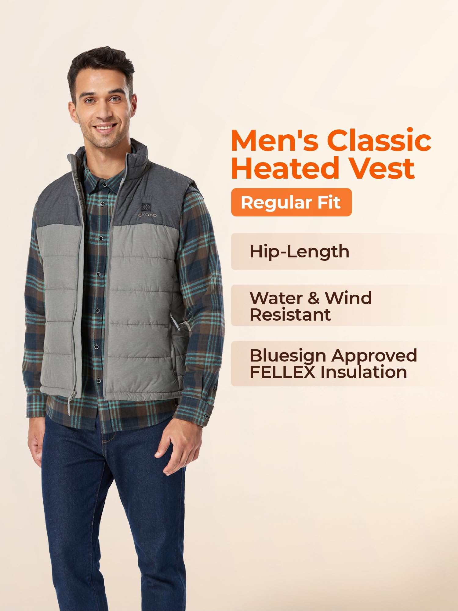 ORORO Men's Lightweight Heated Vest with Battery Pack - USB Rechargeable Winter Jacket for Outdoor Activities, Hunting, Camping & Work