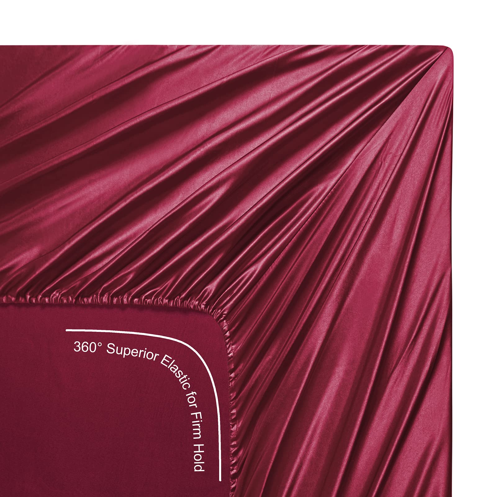 Luxury Lanest Silk Satin Sheet Set - King Size Cooling Hypoallergenic Bed Sheets with Deep Pockets, Soft Satin Fabric in Scarlet Red - Perfect for Hot Sleepers & Allergy Sufferers, Ideal for Master Bedrooms & Guest Rooms