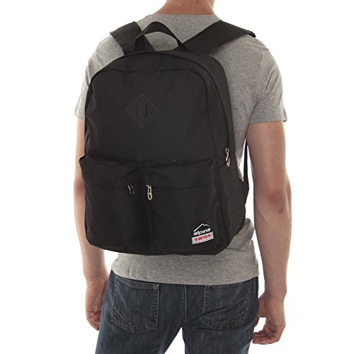 Alpine Swiss Major School Backpack - Durable Bookbag for Students with 1 Year Warranty - Black - Perfect for School, College, and Everyday Use