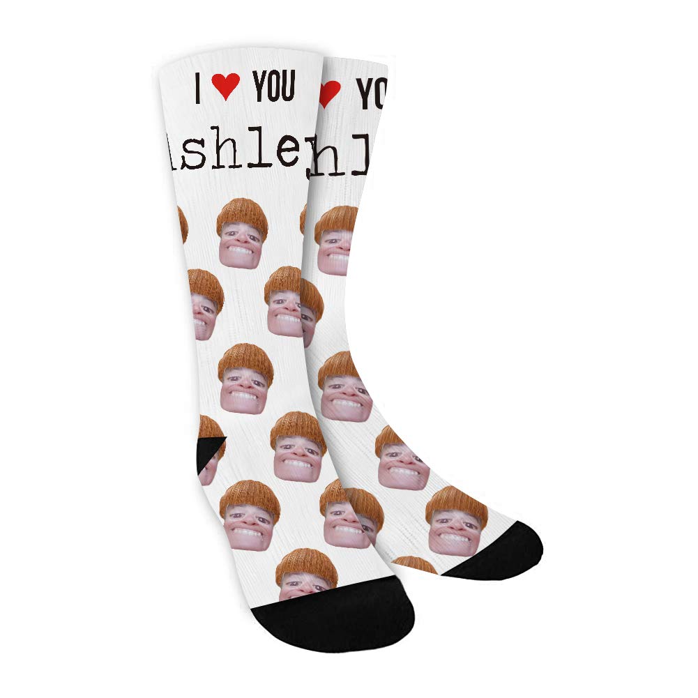 Custom Face Socks with Personalized Text - Funny Photo Socks for Men & Women - Great for Gifts, Couples Matching, and Special Occasions