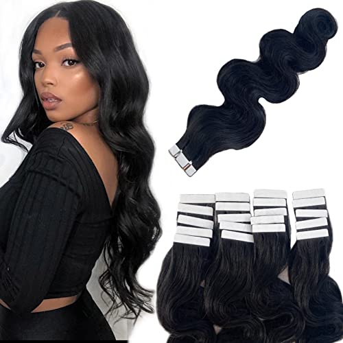 Premium Tape-in Human Hair Extensions - 20-Piece Body Wave Set (50g) with Double-Sided Tape | Real Human Hair for Black Women | Skin Weft Adhesive Glue Included | 22-Inch Length | 40-Piece (100g) Option | Perfect for Daily Wear, Special Occasions & Styling