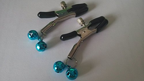 HiiBaby New SM Breast Vaginal Nipple Clamps with Double Bells - Sensual Massage Clip for Adults (Blue) | BDSM Accessories for Couples & Spicy Intimate Play