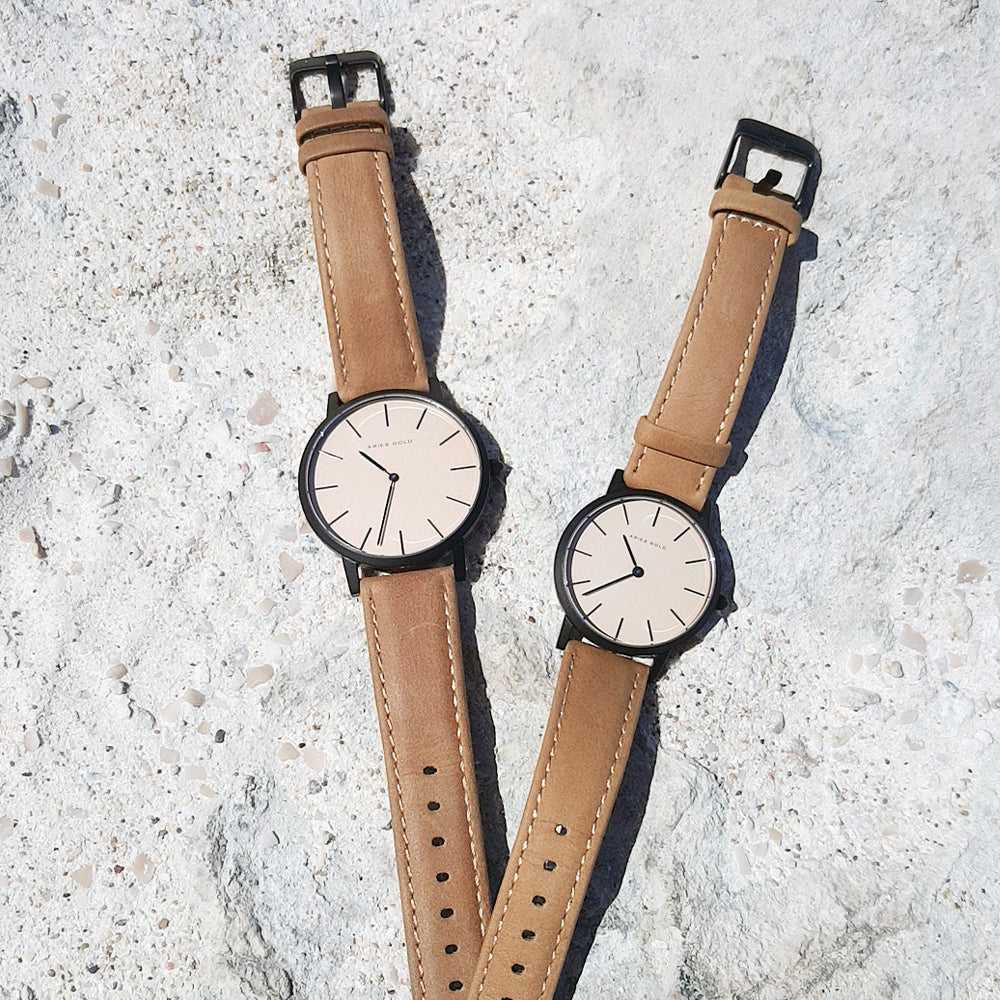 ARIES GOLD URBAN SANTOS G 1022 BK Men's Watch - Brown Leather Strap, Classic Chronograph Design for Business & Casual Wear
