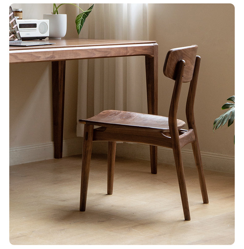 Premium Black Walnut & Ash Solid Wood Modern Dining Chairs Set of 4 - Elegant Backrest Design for Dining Room, Kitchen, or Office