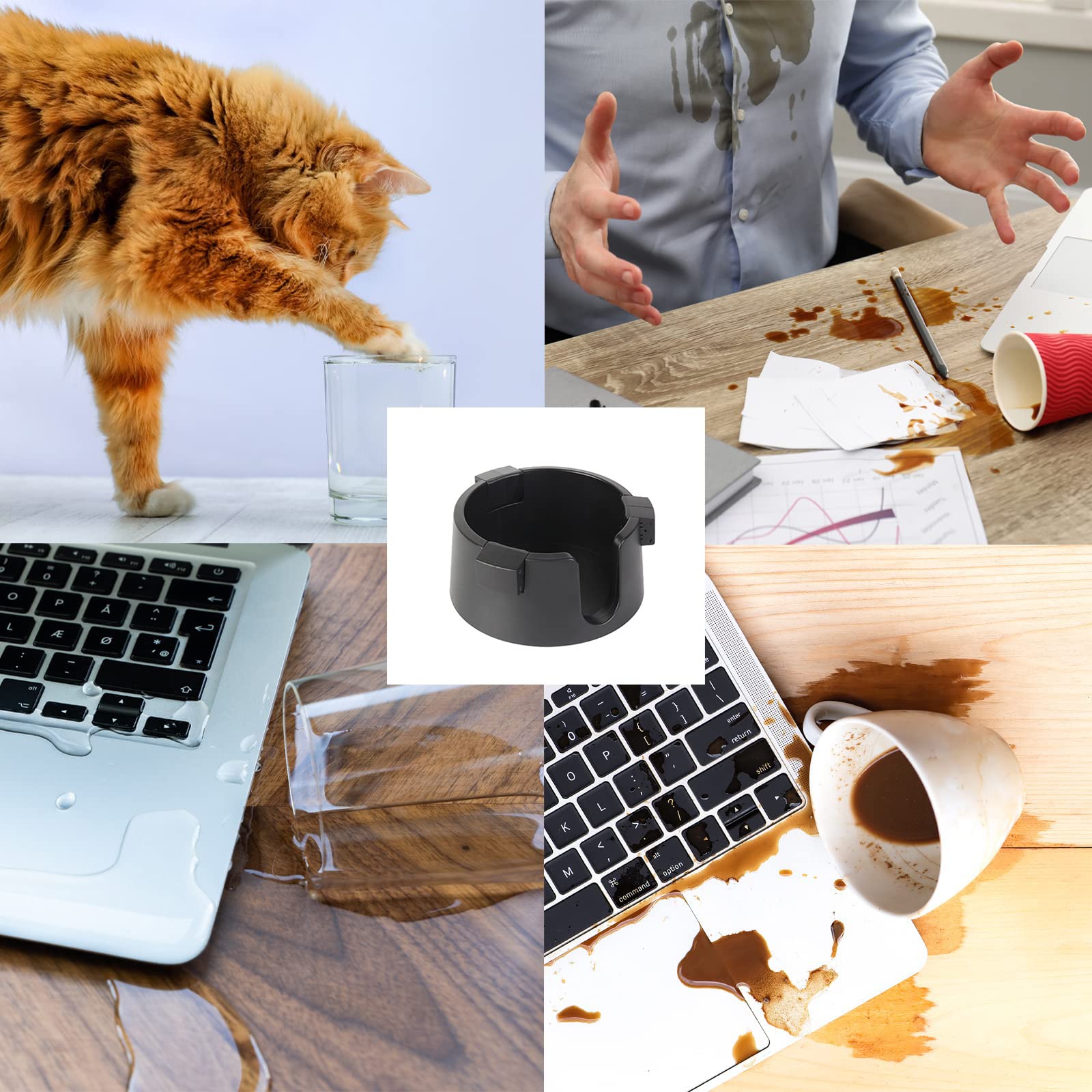 **Adjustable Non-Slip Cup Holder for Desk, Table, Boat & Couch - Anti-Tipping Drink Coaster for Coffee, Soda & Water (Black) - Perfect for Office, Home & Travel Use**
