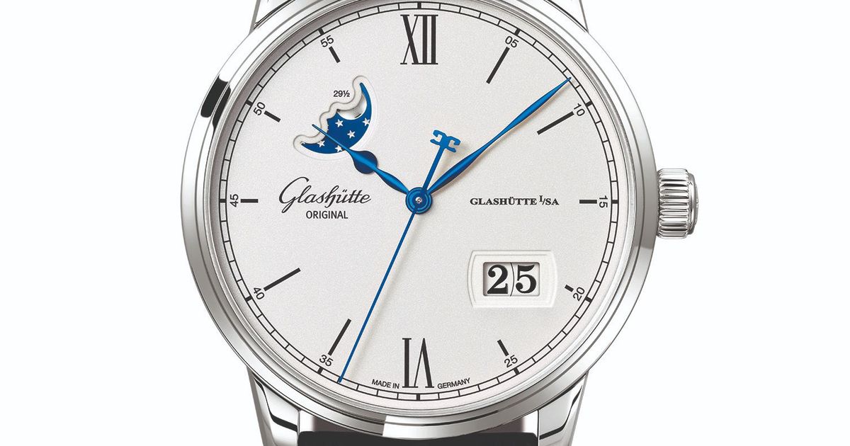 Glashutte Original Senator Excellence Panorama Date Moon Phase Stainless Steel Men's Watch - Luxury Automatic Timepiece for Business, Formal Events & Collectors