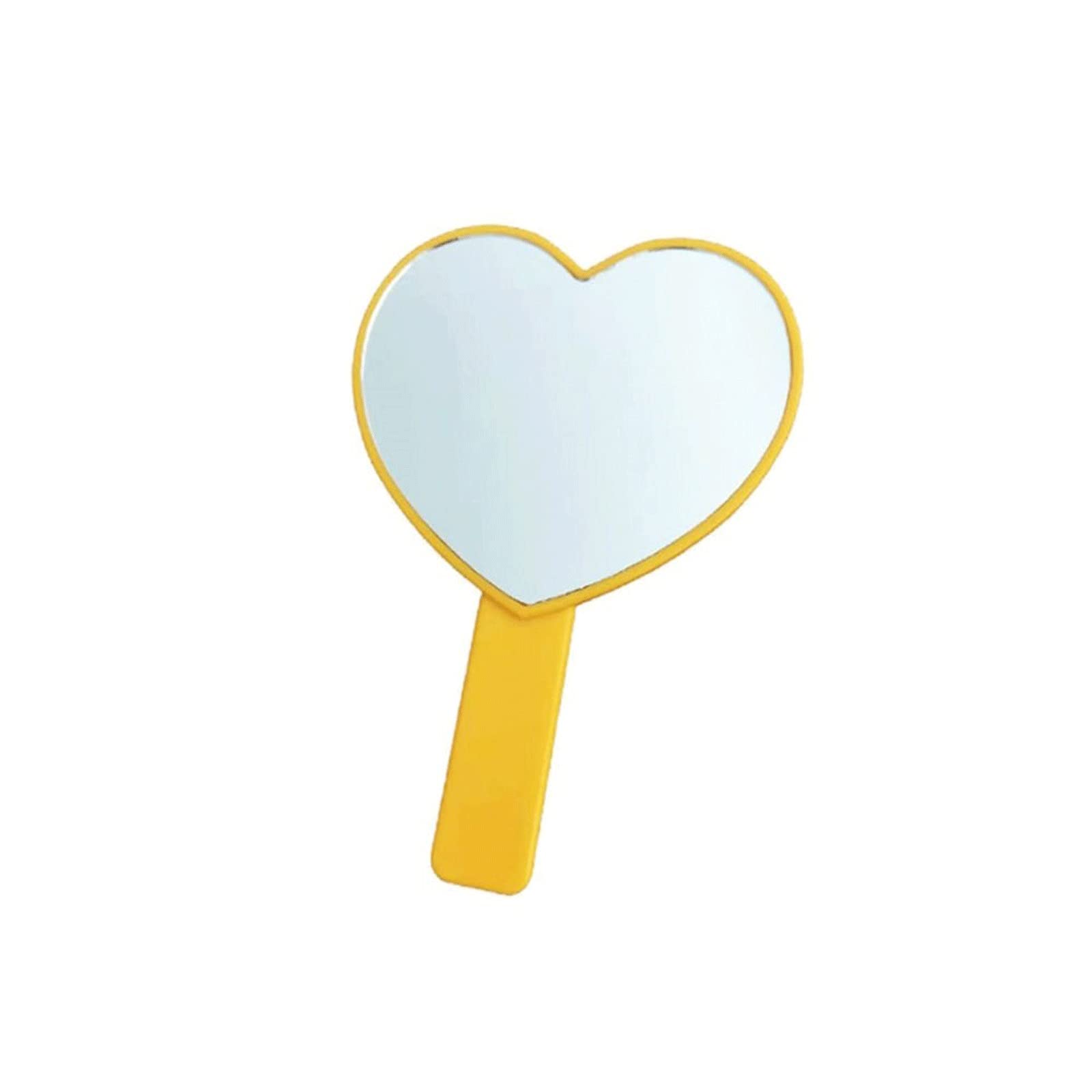 SHKI Portable Peach Heart Shaped Handheld Makeup Mirror with Handle - Single Side Candy Color Vanity Mirror for Women | Perfect for Travel, Bathroom & Makeup Touch-ups (Yellow)