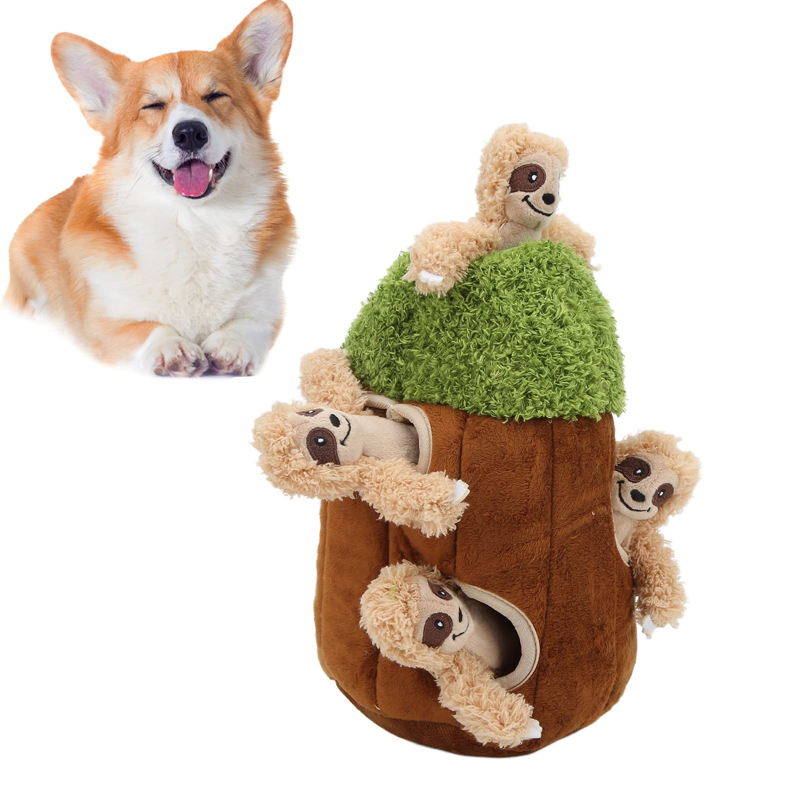 Interactive Hide and Seek Plush Dog Toy - Fun Squeaky Puppy Toy with Tree Hole Design for Small & Large Dogs - Perfect for Indoor Play, Training & Bonding Time