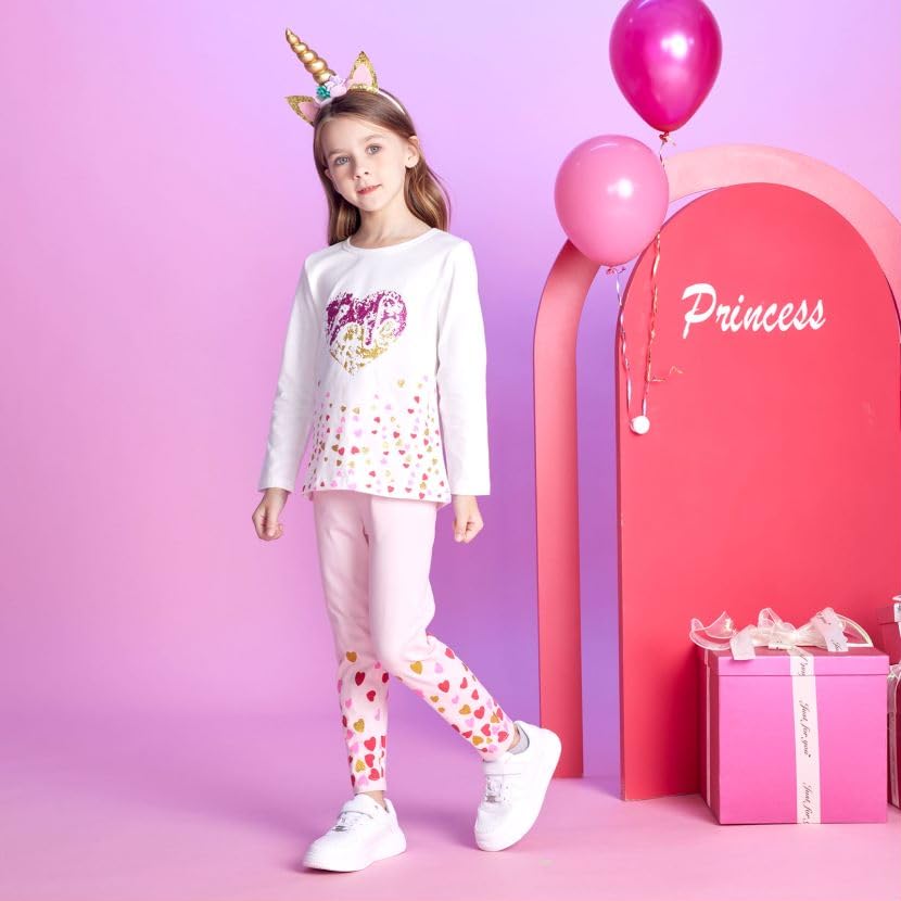 VIKITA Toddler Girls Winter Outfits - Cute Kids Shirts & Leggings Sets for 2-6 Years, Warm Birthday Gifts for Holidays & Playdates