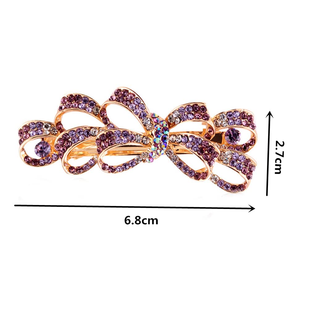 Sparkling Crystal Rhinestone Flower Hair Clips for Women & Girls - Elegant Bowknot Hairpin Accessories (Pink) | Perfect for Weddings, Parties & Daily Styling