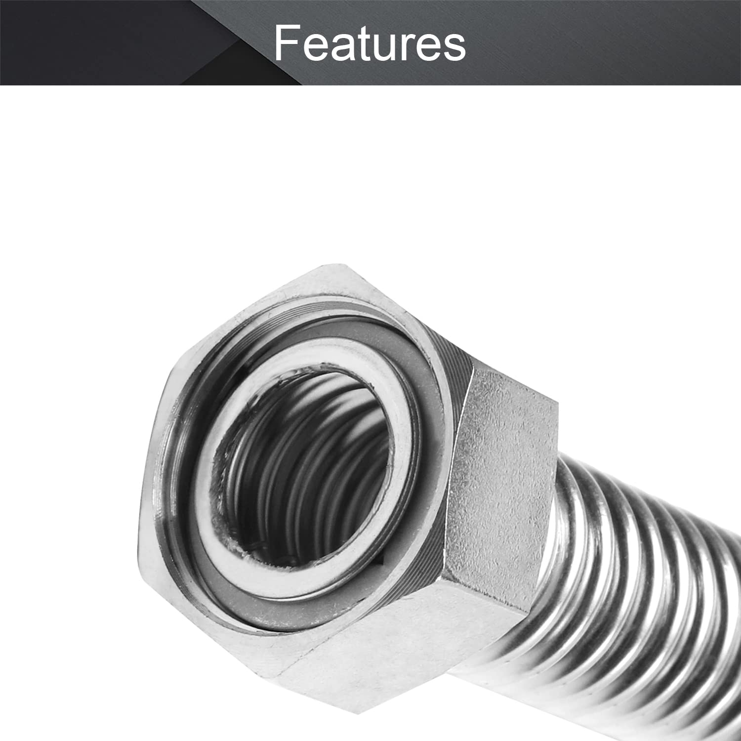 MroMax 1 Inch Faucet Pipe Connector - 304 Stainless Steel Plumbing Fitting for Hot Water Heater & Bathroom Sink - 8 Inch Corrugated Flexible Connector (1 Pack) - Perfect for DIY Plumbing Repairs and Bathroom Renovations