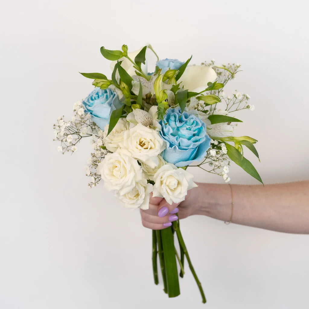 Blue Fuzzy Rose DIY Flower Kit - Handmade Craft Supplies for Home Decor, Wedding Bouquets & Gift Making