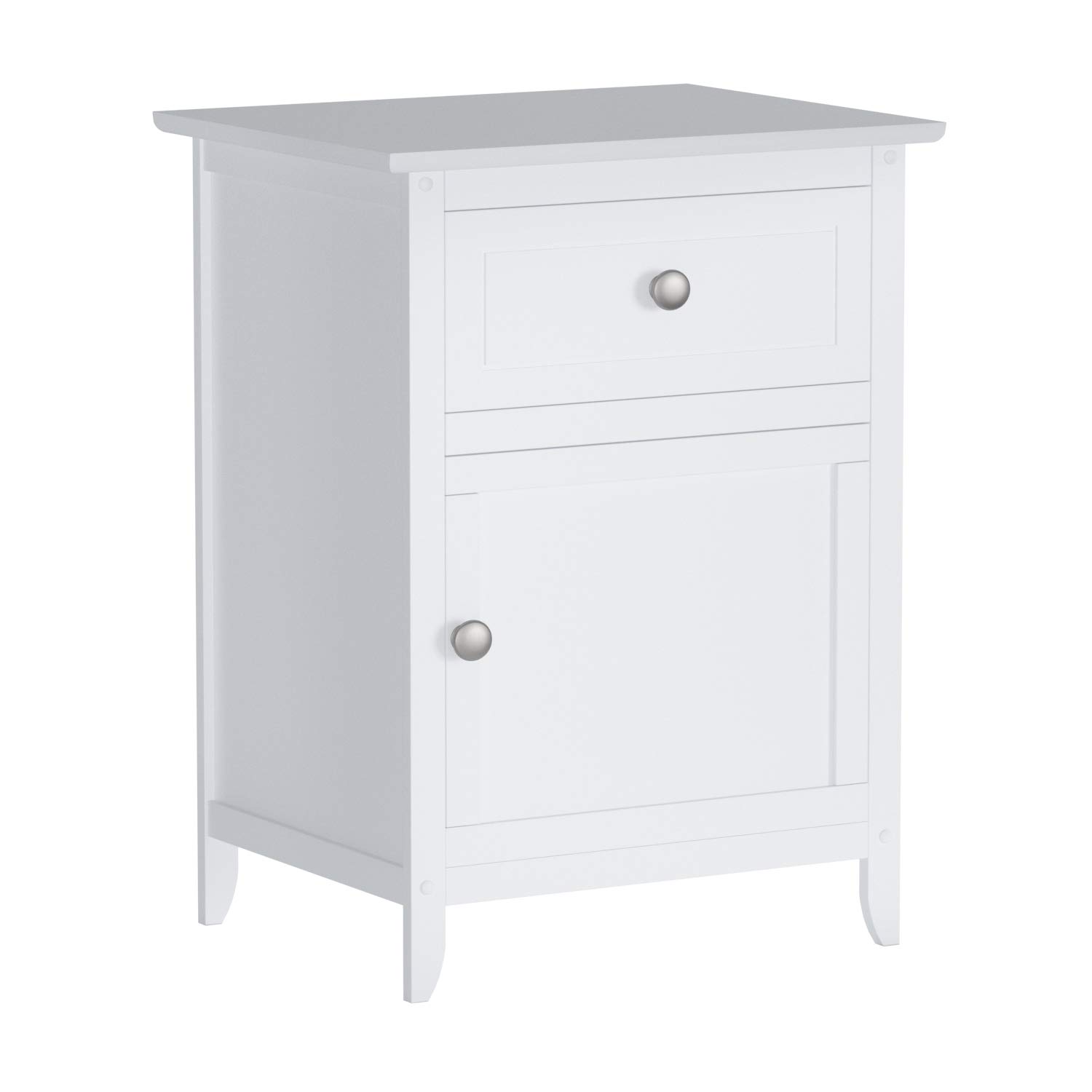 Winsome Wood White Nightstand with Drawer and Cabinet - Bedside Table with Storage for Bedroom, Living Room, Office | Compact Accent Table for Small Spaces