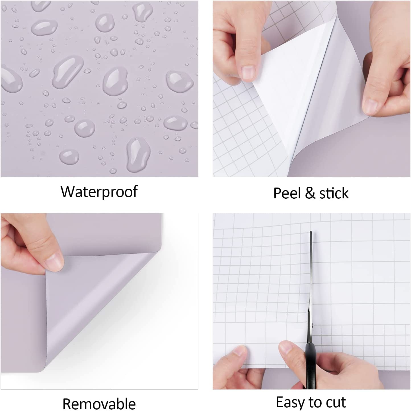 FunStick 15.8x240 Inch Light Purple Peel and Stick Wallpaper - Removable Self-Adhesive Vinyl Roll for Bedroom, Cabinets, Walls & Desk - Lilac Purple Contact Paper for Home Decor & DIY Projects